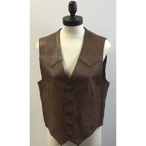 Mens Brown Custom Handmade Rawhide size Small Vest
